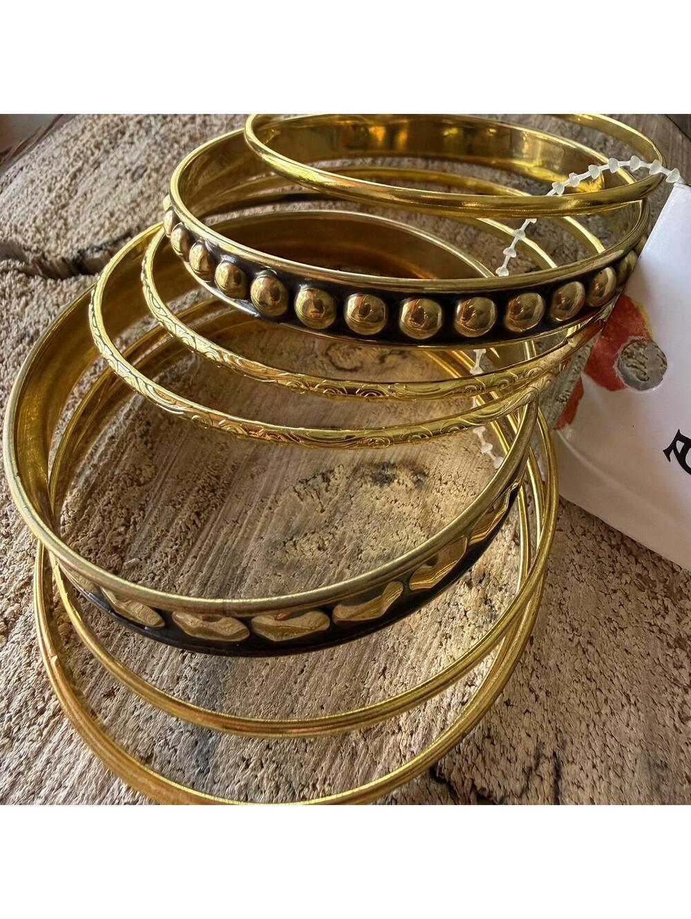 Vintage Gold Tone Bangle Stack 80s Glam Boho Maximalist Bracelet Set